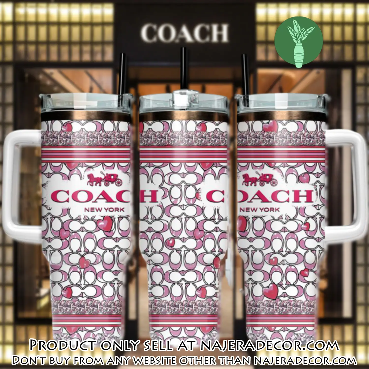 Pink coach logo stanley tumbler logo 40oz stanley tumbler ktb1065 njr3623379
